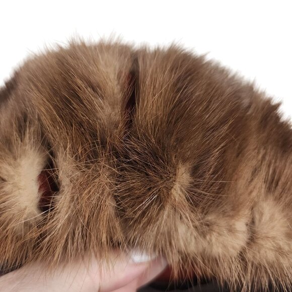 VTG Genuine Mink Fur Hat Large Pillbox Style Circa 1960 - Picture 8 of 10